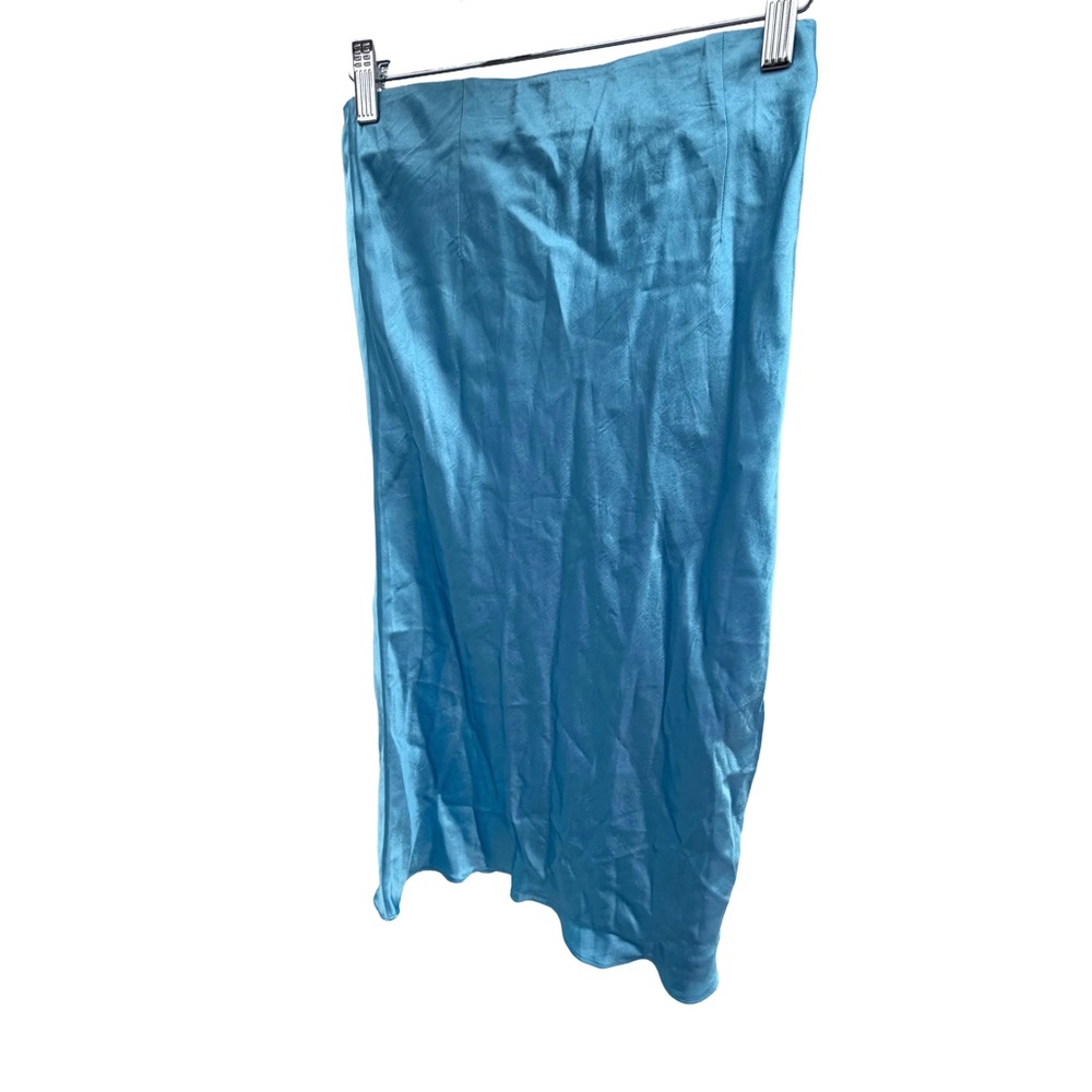 [SOLD] NWT Aritzia Babaton Aqua Blue Satin Slip Midi Skirt Size 6